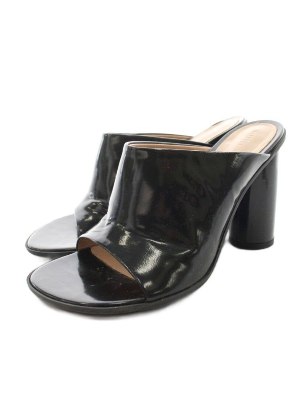 Bottega Veneta Atomic Sandals Patent Leather Chunky Heel Black